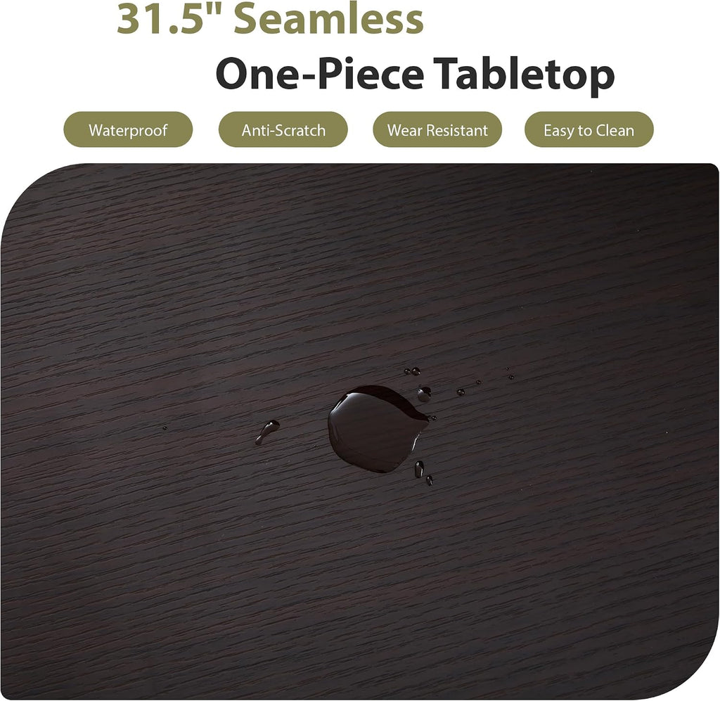 31.5' Round Dining Table for 2-4, Modern Kitchen Table with 2-Tier Storage Shelf, Small Wooden Circle Dining Tables with Fluted Base for Home Dining Room Living Room (Blackened Brown)