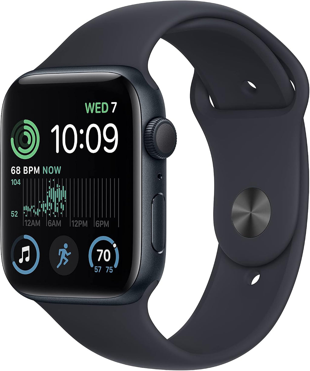 Apple Watch SE (2nd Gen) [GPS 44mm] Smart Watch w/Midnight Aluminum Case & Midnight Sport Band - M/L. Fitness & Sleep Tracker, Crash Detection, Heart Rate Monitor, Retina Display, Water Resistant