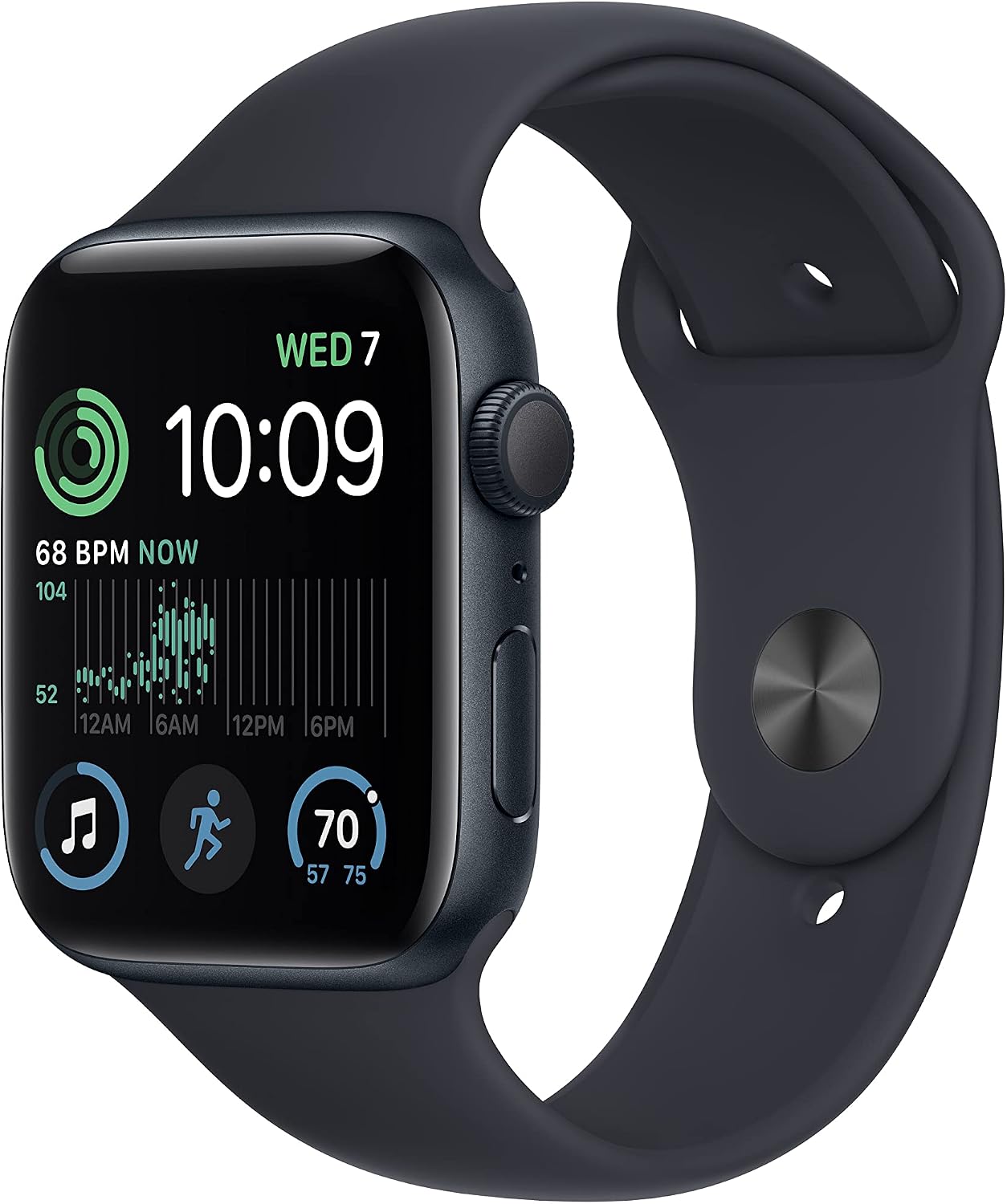 Apple Watch SE (2nd Gen) [GPS 44mm] Smart Watch w/Midnight Aluminum Case & Midnight Sport Band - M/L. Fitness & Sleep Tracker, Crash Detection, Heart Rate Monitor, Retina Display, Water Resistant