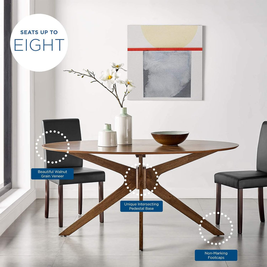 Modway Crossroads 63' Oval Wood Dining Table, Walnut