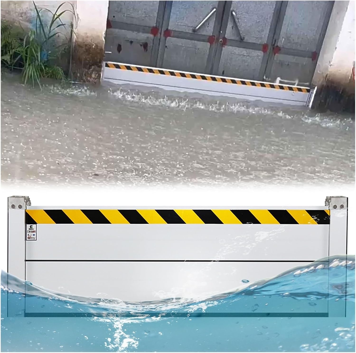High Flood Control Baffle Reusable Aluminum Garage Door Water Barrier Threshold, Basement Doorway Flood Protection Barriers 2 4 6 8feet 10 12 14 16ft, Water Stopper Guard/ Flood Baffle Panel Shield(Si