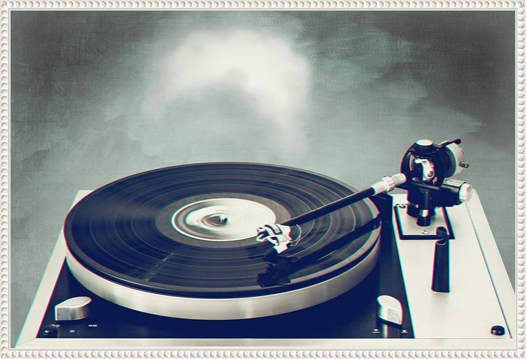 Amanti Art Framed Canvas Wall Art 23x33 Retro Record Player by Dirk Wustenhagen, Framed Wall Art Canvas, Music Artwork, Traditional Decor, Large Poster Painting for Living Room, Bedroom, Bathroom,