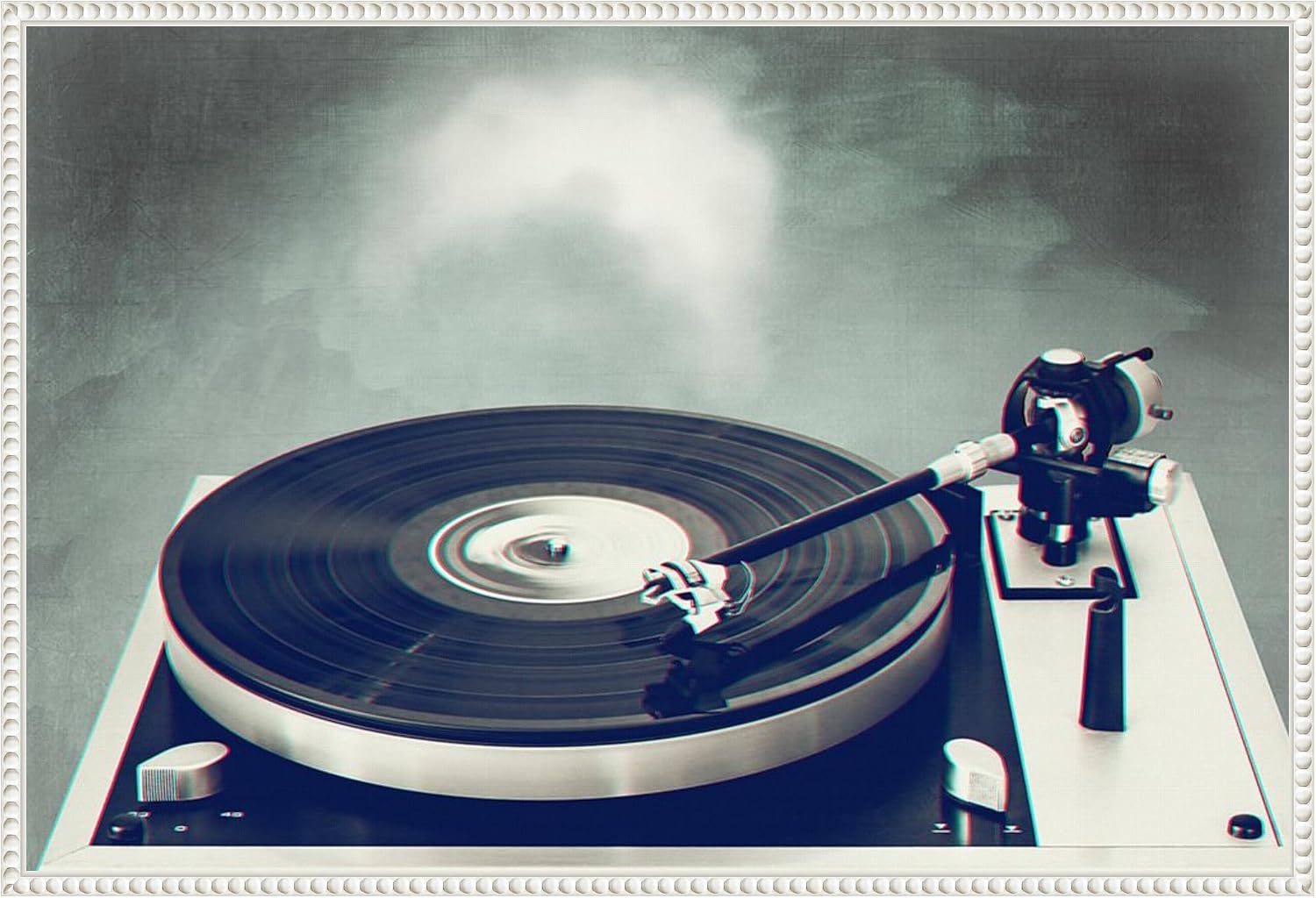 Amanti Art Framed Canvas Wall Art 23x33 Retro Record Player by Dirk Wustenhagen, Framed Wall Art Canvas, Music Artwork, Traditional Decor, Large Poster Painting for Living Room, Bedroom, Bathroom,