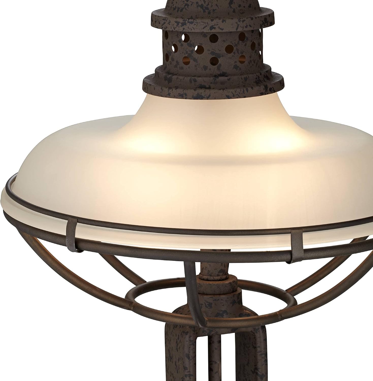 Franklin Iron Works Rustic Western Industrial Table Lamp with Dimmer and USB Charging Port 26.5' High Rust Bronze Metal Open Cage Half-Dome Glass Shade Living Room Bedroom House Bedside Nightstand