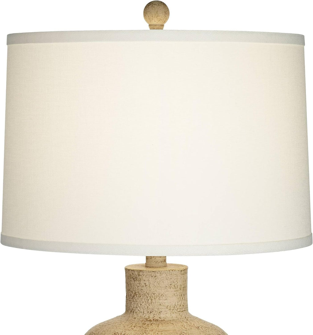 360 Lighting Delon 26 1/2' Tall Jar Farmhouse Rustic Country Cottage Core Coastal Table Lamp Natural Brown Beige Terra Cotta Finish Single White Shade Living Room Bedroom Bedside Nightstand House