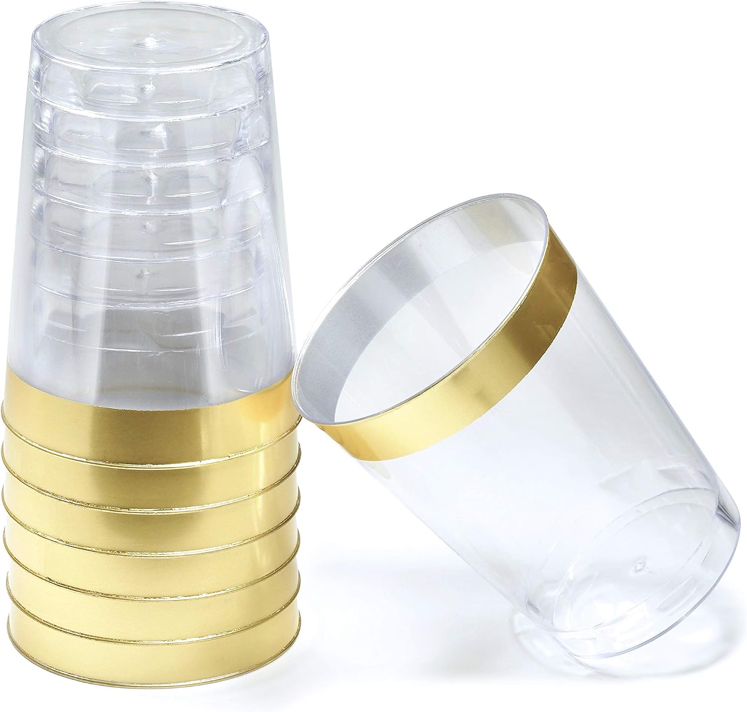 ' OCCASIONS ' 640pcs set (80 Guests)-Heavyweight Wedding Party Disposable Plastic Plate Set -80 x 10.5'' + 80 x 7.5'' + Silverware + Cups + Napkins (Odyssey White/Blue & Gold Rim)