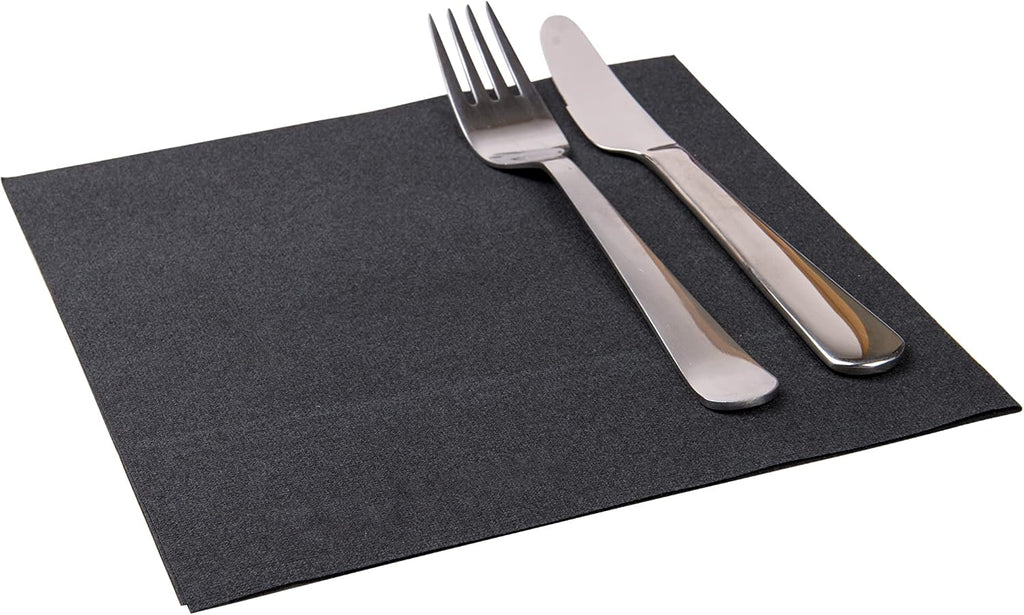 Restaurantware Luxenap 15.75 Inch Disposable Napkins 600 Soft Linen Like Napkins - Absorbent Air Laid Pure Black Paper Cloth Like Napkins Pre-folded For Dinner Party Guests