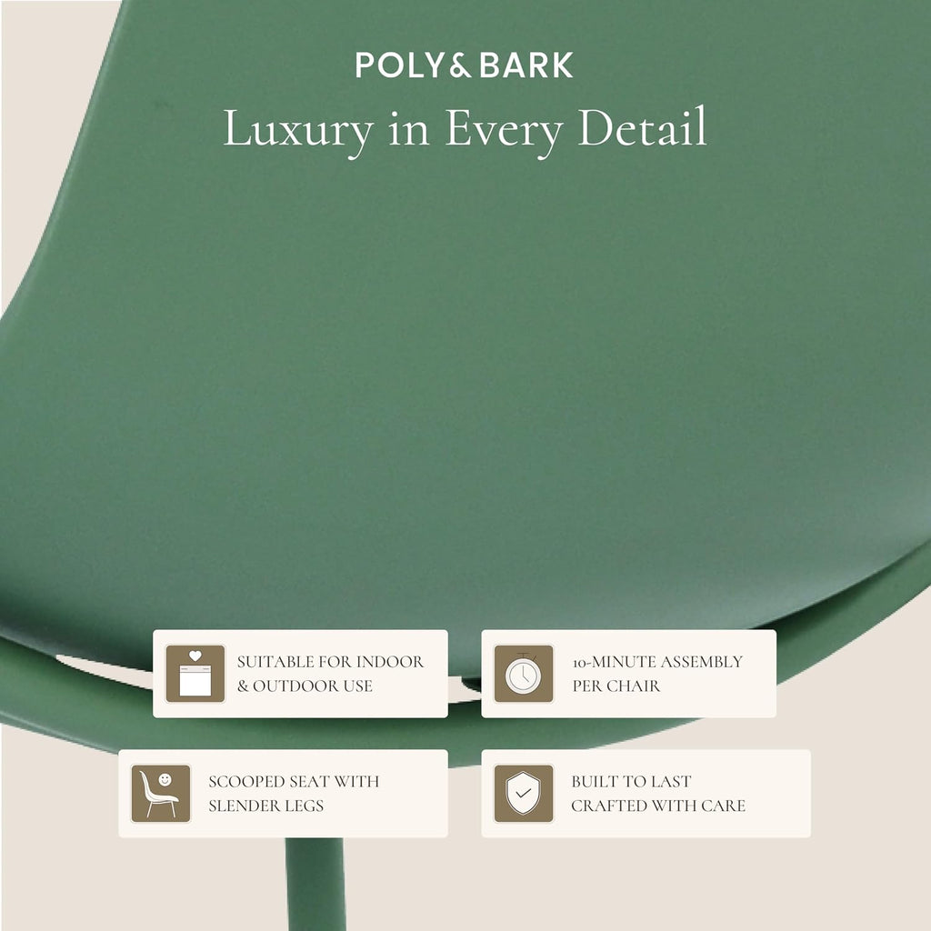 Poly & BARK Isla Bar Stools Set of 3 – Counter Height Bar Stool for Kitchen – Set of Counter Stools – Indoor/Outdoor Barstools – Modern Kitchen Bar Stools - Pistachio Green