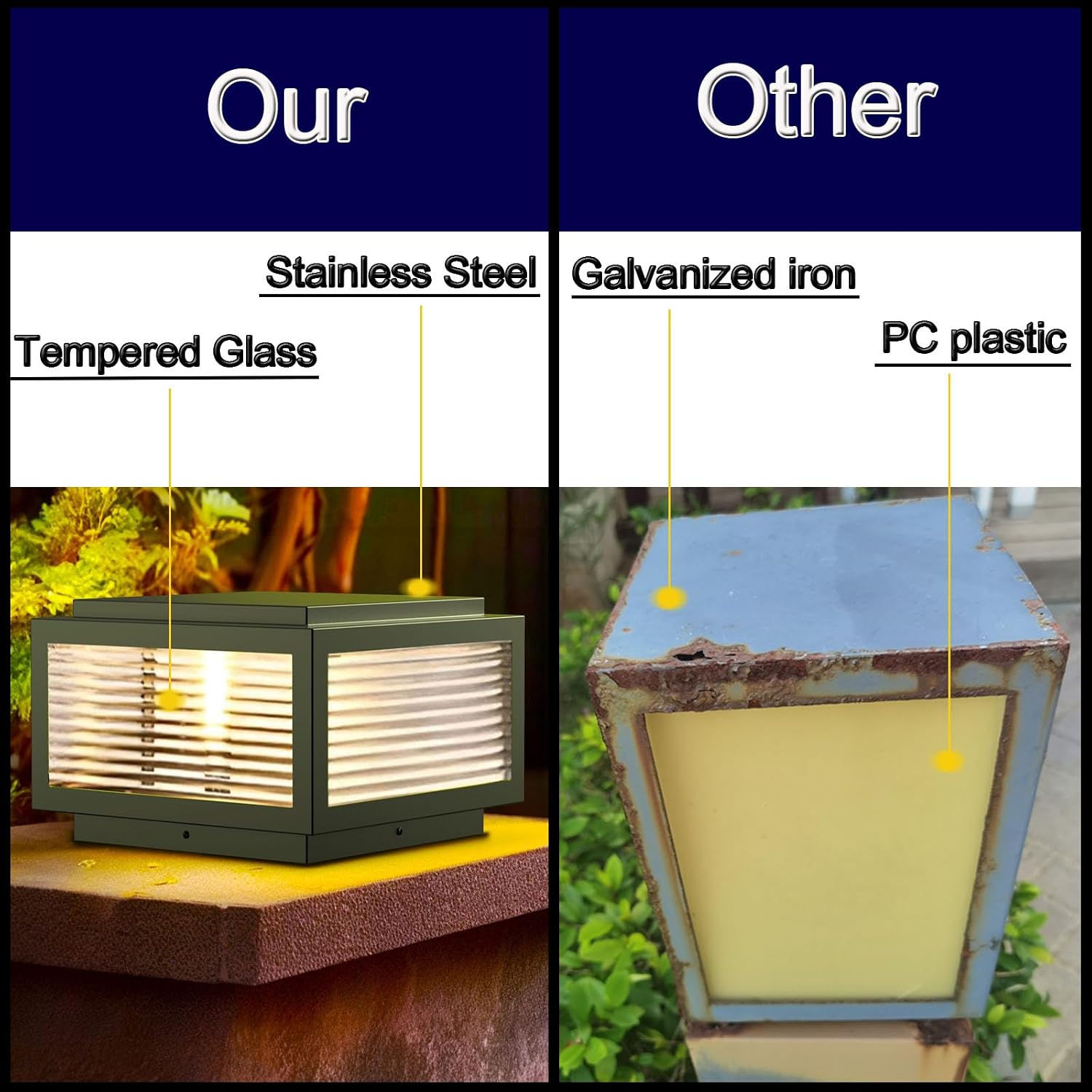 Outdoor Post Light,16X16 in Large Wired Lantern Column Lamp,Garden Light,for Mailbox, Flat Surface Patio Garden Decoration with IP54 Waterproof E26 Replaceable Light Bulb Post lamp