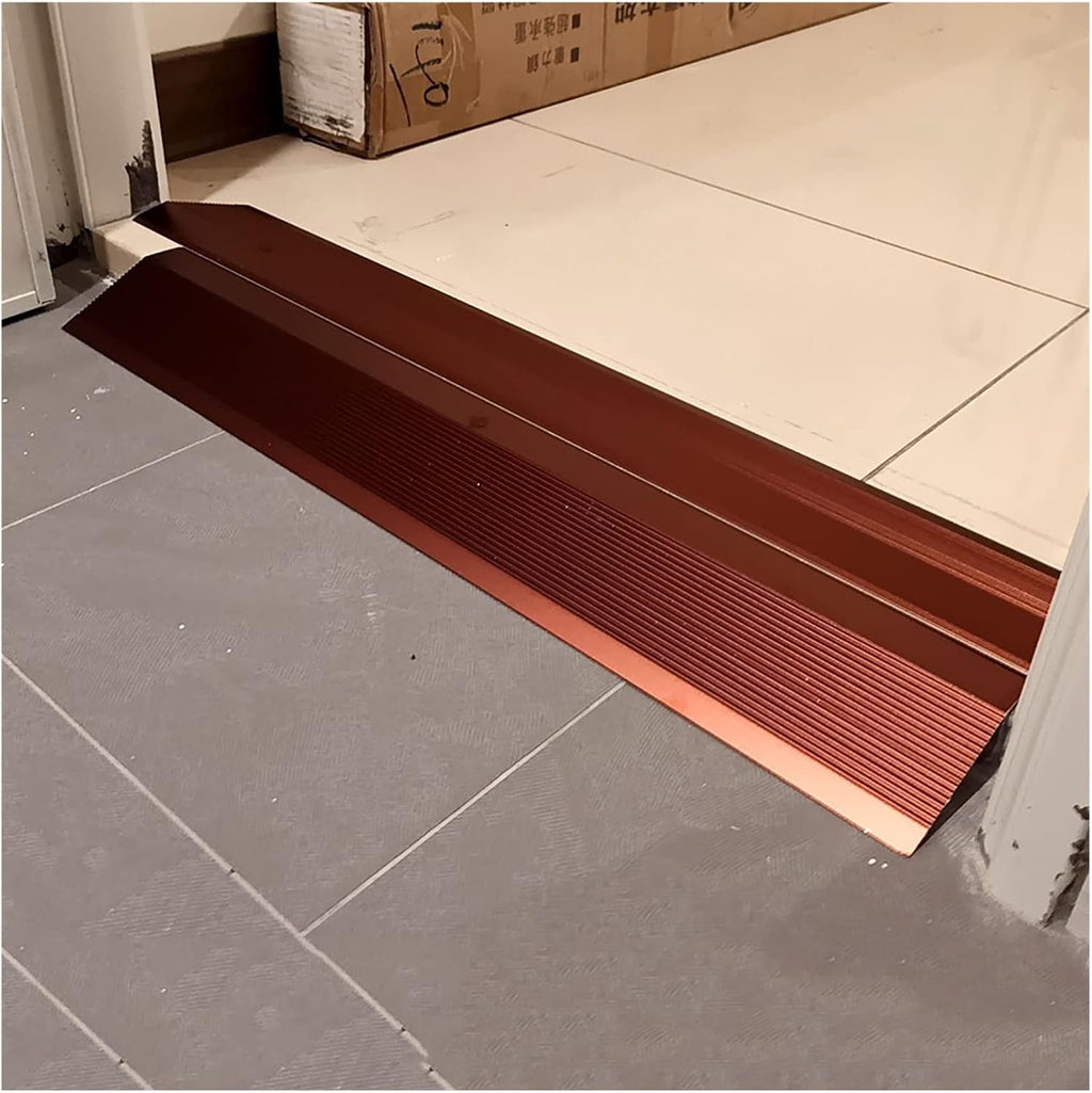 Extra Wide 4inch Floor Transition Strip For High Drop Threshold, Commercial Aluminum Non Slip Reducers Floor Edge Trim for Wood to Tile/ Laminate, 90-175cm Long ( Color : Dark red , Size : 105cm/41.3i