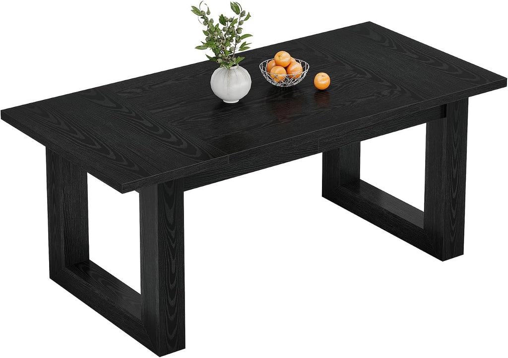 Tribesigns 63-Inch Dining Table, Modern Wood Kitchen Table, Large Rectangular Dinner Furniture for Dining Room (Black)