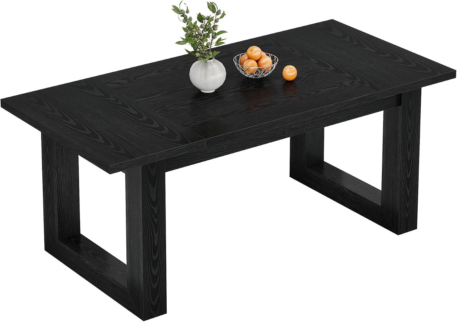 Tribesigns 63-Inch Dining Table, Modern Wood Kitchen Table, Large Rectangular Dinner Furniture for Dining Room (Black)