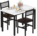 AWQM 3 Piece Dining Table Set for 2, Small Kitchen Table Set for 2 with Chairs,Wood Breakfast Nook Table and Chairs Set of 2,Dinette Set for Small Space,Dining Room,Apartment, White