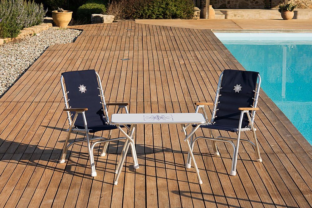 High Back Navy Blue Deck Chair, Boat Chair, Folding, Anodized, Aluminium, Model M150NB