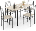 Giantex 47-inches Dining Table Set for 4, Rectangular Kitchen Table with 4 Dining Chairs, Metal Frame, 5-Piece Space-Saving Dinette Set for Small Space, Dinner, Breakfast Nook, Apartment