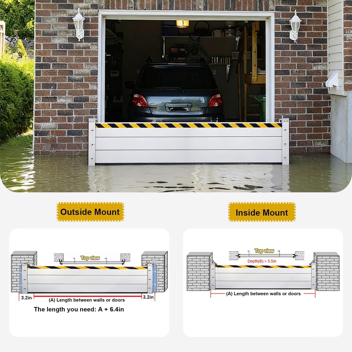 Heavy Duty Flood Barrier Board 48' 210' 62' 68' 50' 84' 105' 170' 96' Aluminum Flood Prevention Panel Removable Reusable Water Blocker for Garage Door Basement Outside(130'L x 31.5'H)