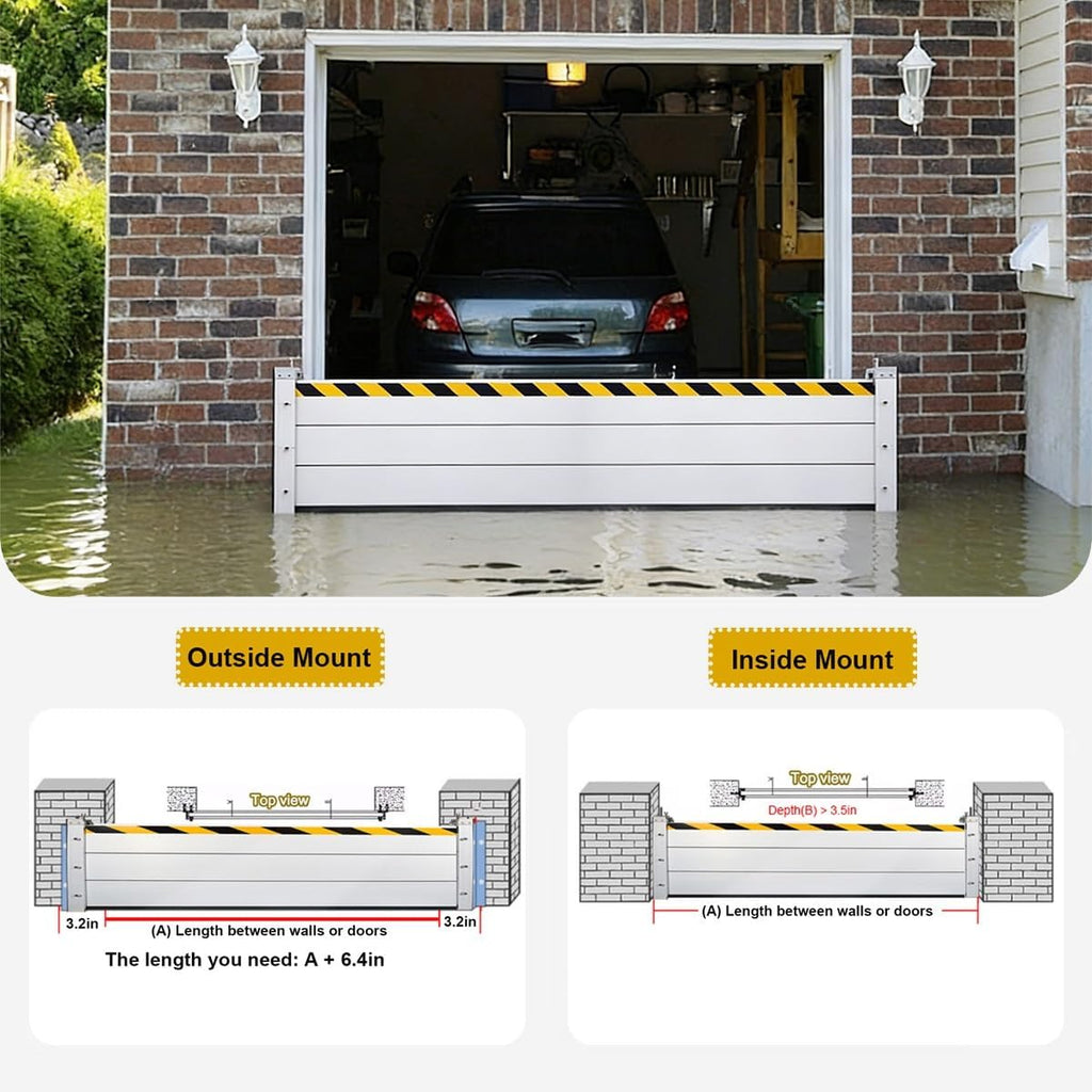 Heavy Duty Flood Barrier Board 48' 210' 62' 68' 50' 84' 105' 170' 96' Aluminum Flood Prevention Panel Removable Reusable Water Blocker for Garage Door Basement Outside(84'L x 55.1'H)