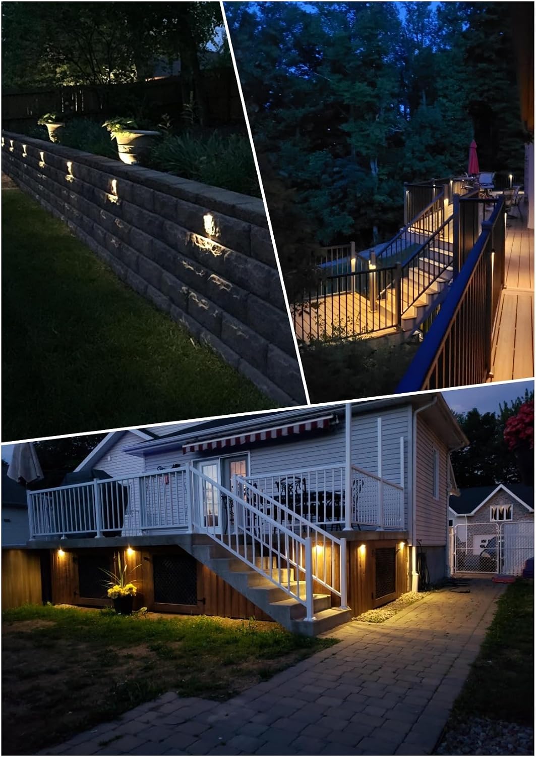 FVTLED LED Deck Lights Kit, Pack of 20 Low Voltage Step Stair Lights Φ1.97 Outdoor Garden Yard Recessed Landscape Pathway Warm White LED Deck Lighting, Bronze