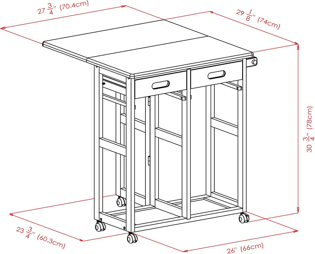Winsome Suzanne Kitchen Table Set with Stools, 33' in Coffee, Convenient Sturdy Mobile Kitchen & Dining Room Table & Chairs with Storage for Small Spaces, Dorms, Apartments
