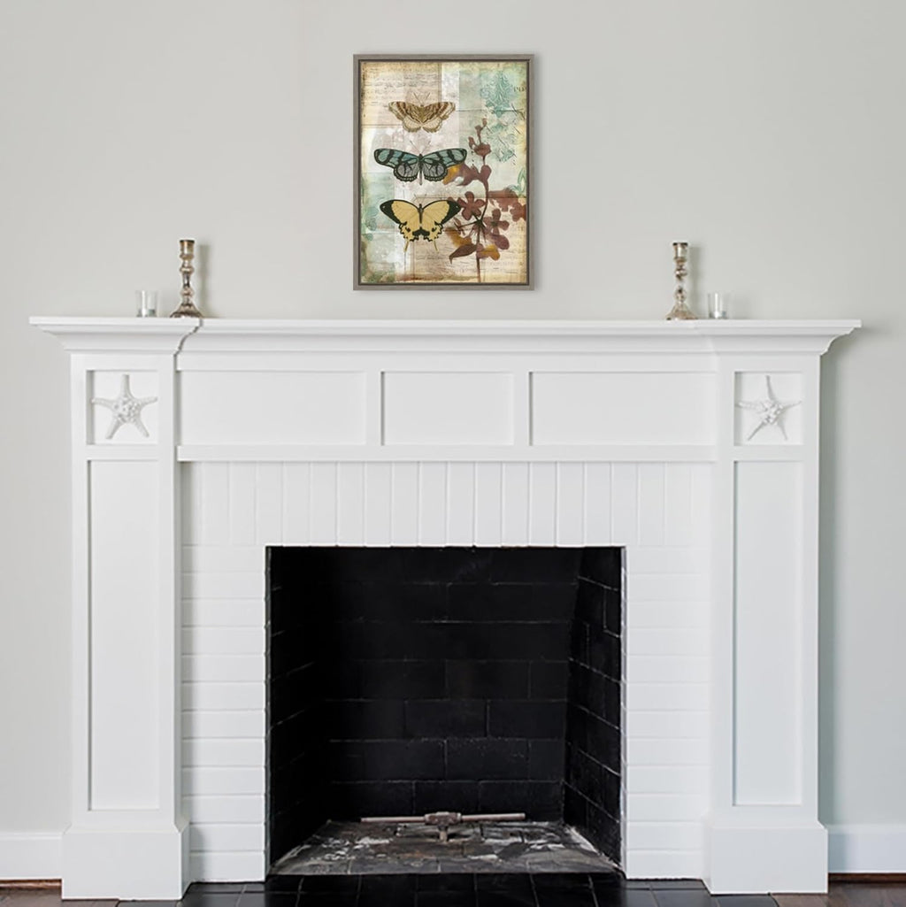 Amanti Art Framed Canvas Wall Art 24x18 Music Box Butterflies I by Jennifer Goldberger, Framed Wall Art Canvas, Animals Artwork, Country Rustic Decor, Medium Poster Painting for Living Room, Bedroom,