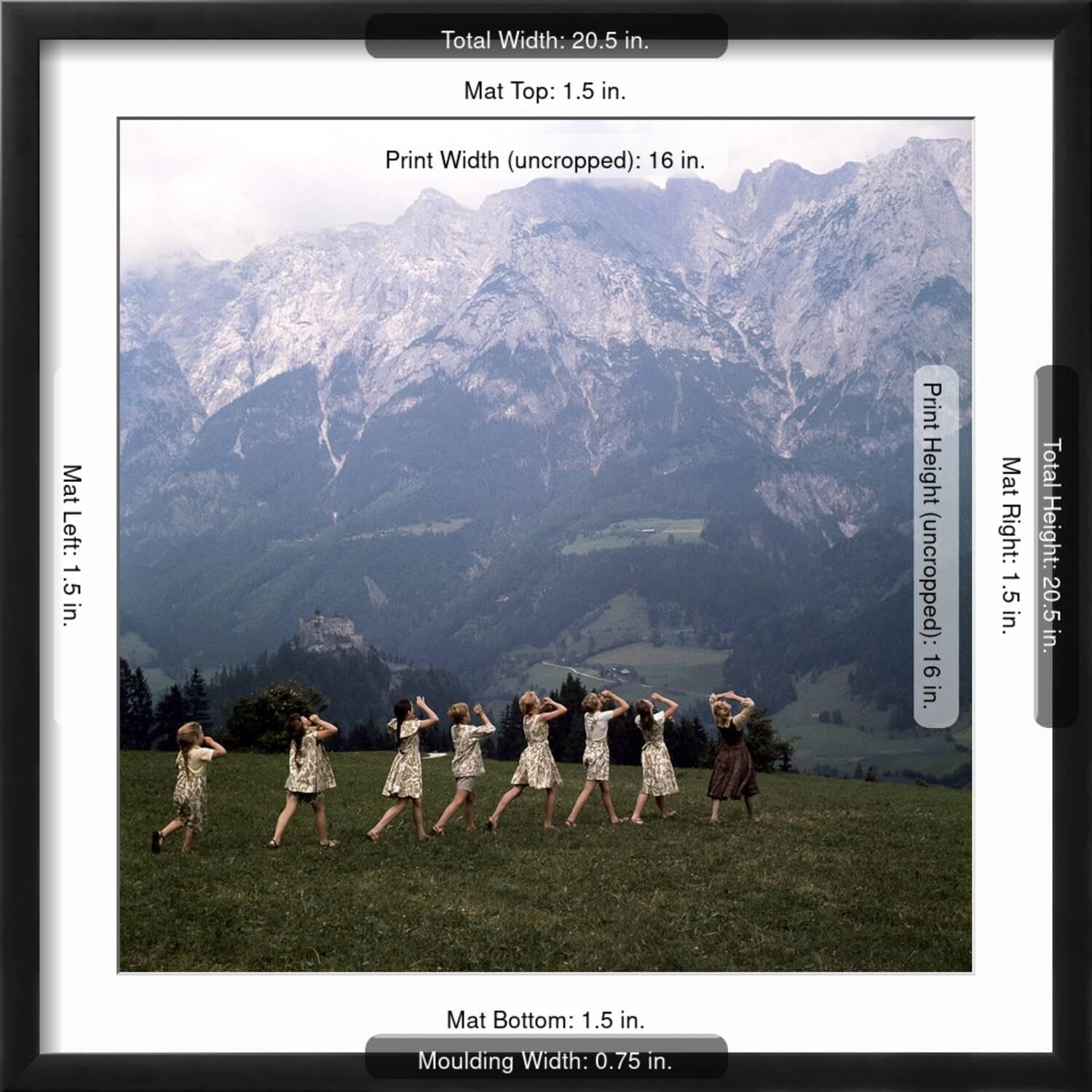 ART.COM Wall Premium Photographic Print The Sound of Music, 1965 on Black Frame, 21' x 21'