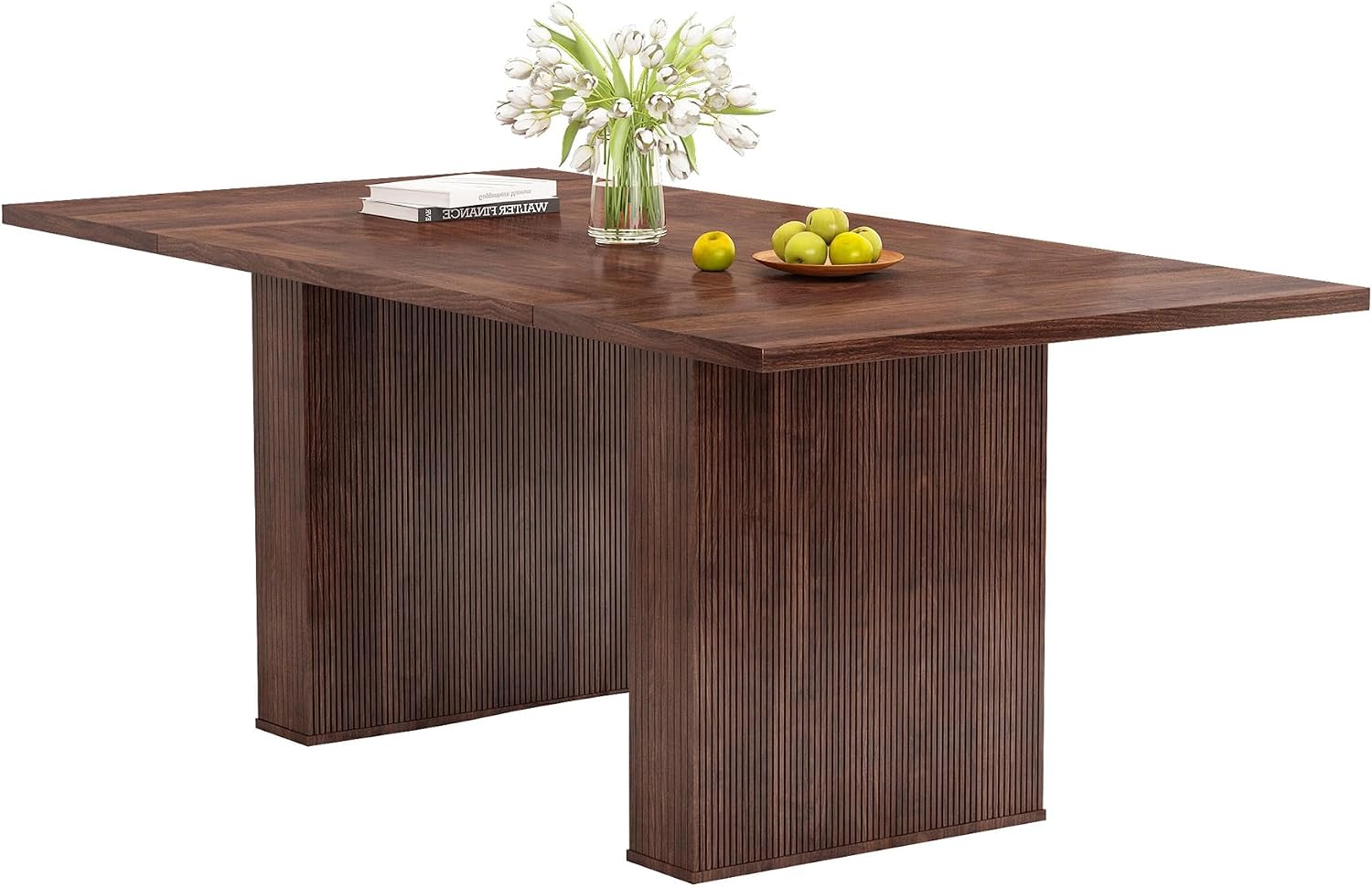 weselon 78 Inch Dining Table for 6 8 10, Modern Farmhouse Rectangular Kitchen Table, Long Dining Room Tables with Wood Strip Base for Kitchen Living Room (Walnut)