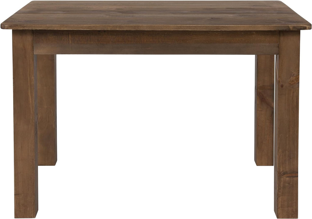 Merrick Lane Jessamine 46' x 30' Rectangular Rustic Solid Pine Farm Dining Table, Antique Farmhouse Wooden Dining Table for Kitchens and Parties, Antique Rustic