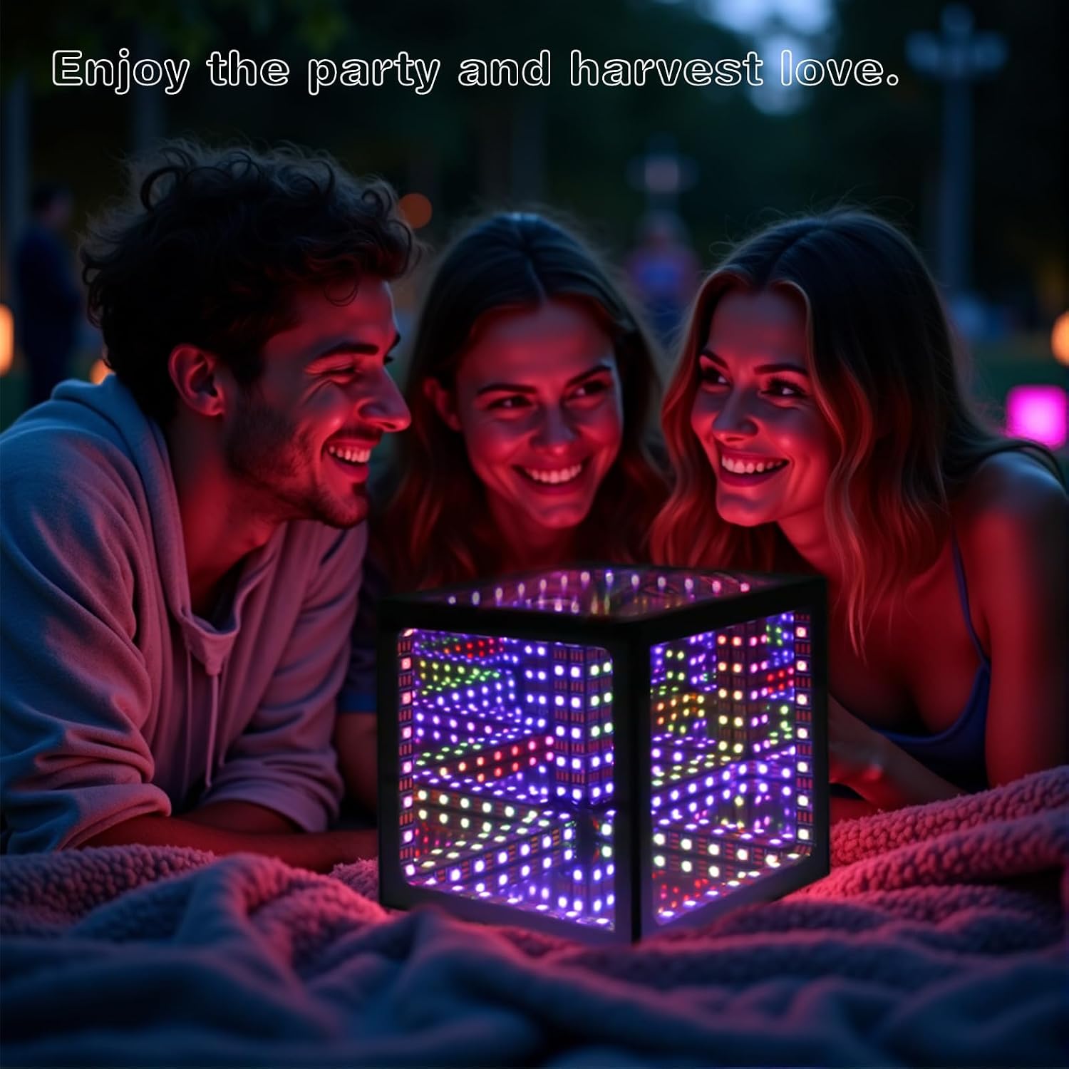 Infinity Mirror Hyper Cube Table Lamp, Desk Art Night Light, Color-Changing Music-Sync APP-Controlled Ambient Light for Gaming, Party, Home, Gift (10 Inches)