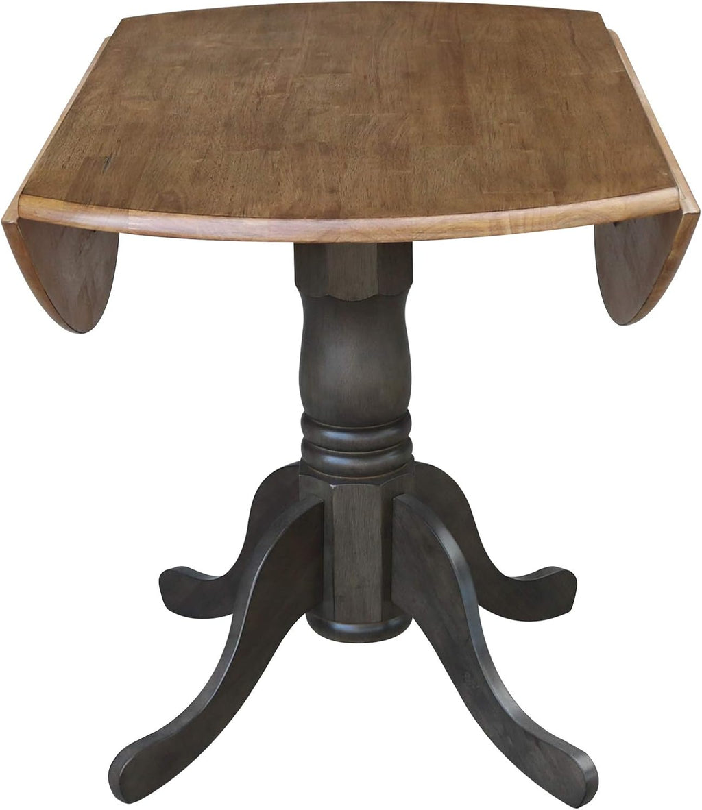 International Concepts 42 Inch Dual Drop Leaf Dining Height Table, Hickory/Washed Coal.