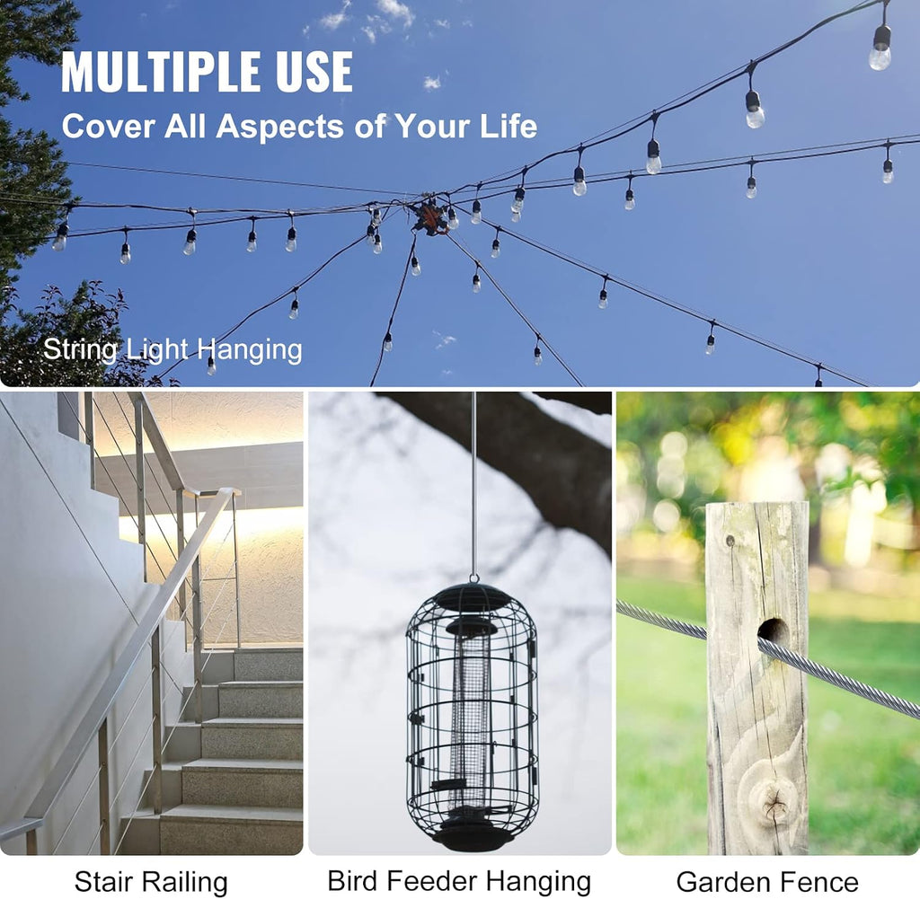 BestEquip 3/16 Stainless Steel Cable 1000FT, T316 Marine Grade Wire Rope 1x19 Aircraft Cable Railing for Deck Rail String Lights Hanging Porch Fence DIY Baluster