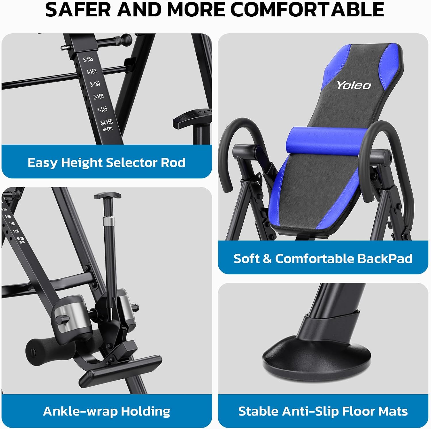 YOLEO Gravity Inversion Table for Back Pain Relief 2026 New Inversion Table w/Lumbar Support Easy to Assemble Back Stretcher Machine 300 lbs