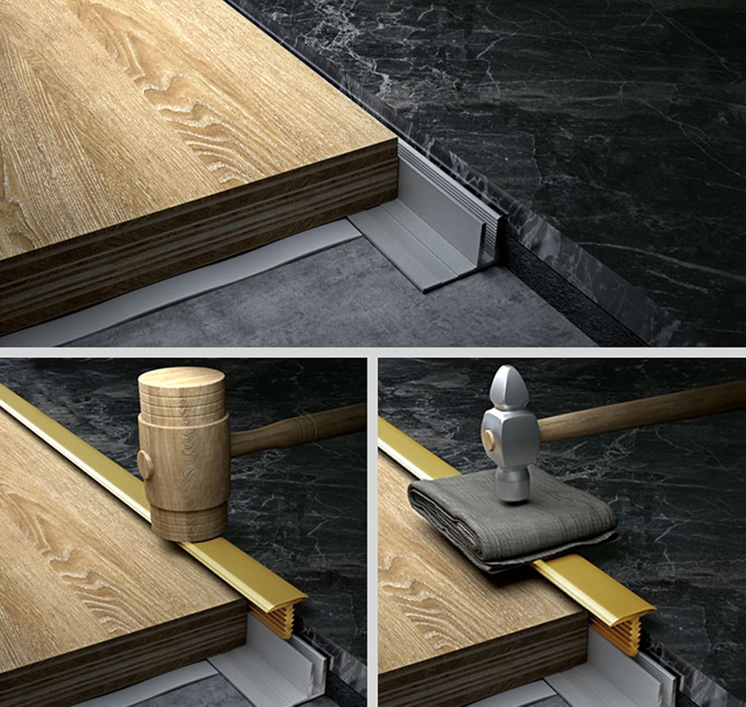 Transition Strip Gap Covering Brass Transition Strips, Seam for Wooden/Laminate/Tile, Decorative Doorway Threshold Bar, Metal Door Flooring Strip,