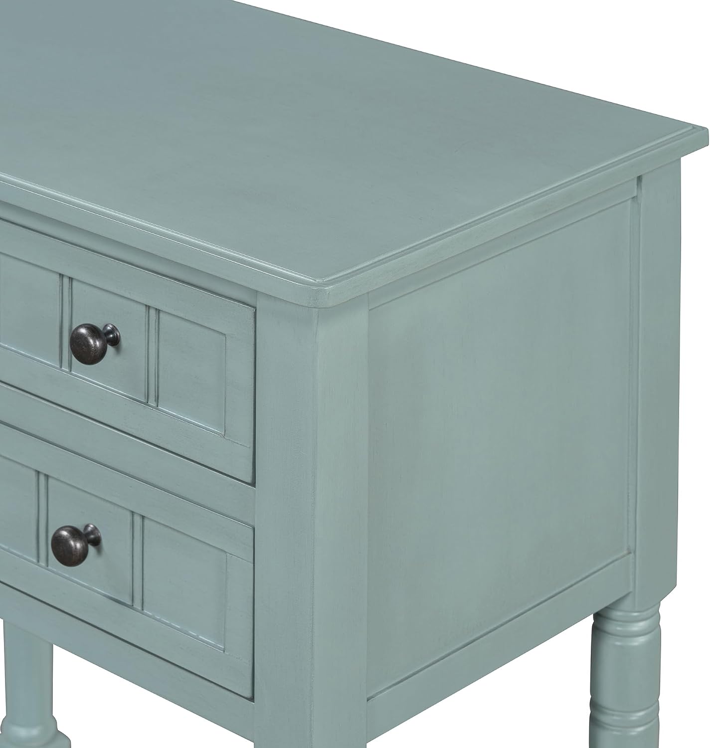 LKTART Solid Wood Sofa Table,Console Table with Drawers and Bottom Shelf, Entryway Hallway Foyer Entry Table for Living Room(23.7' Light Blue)