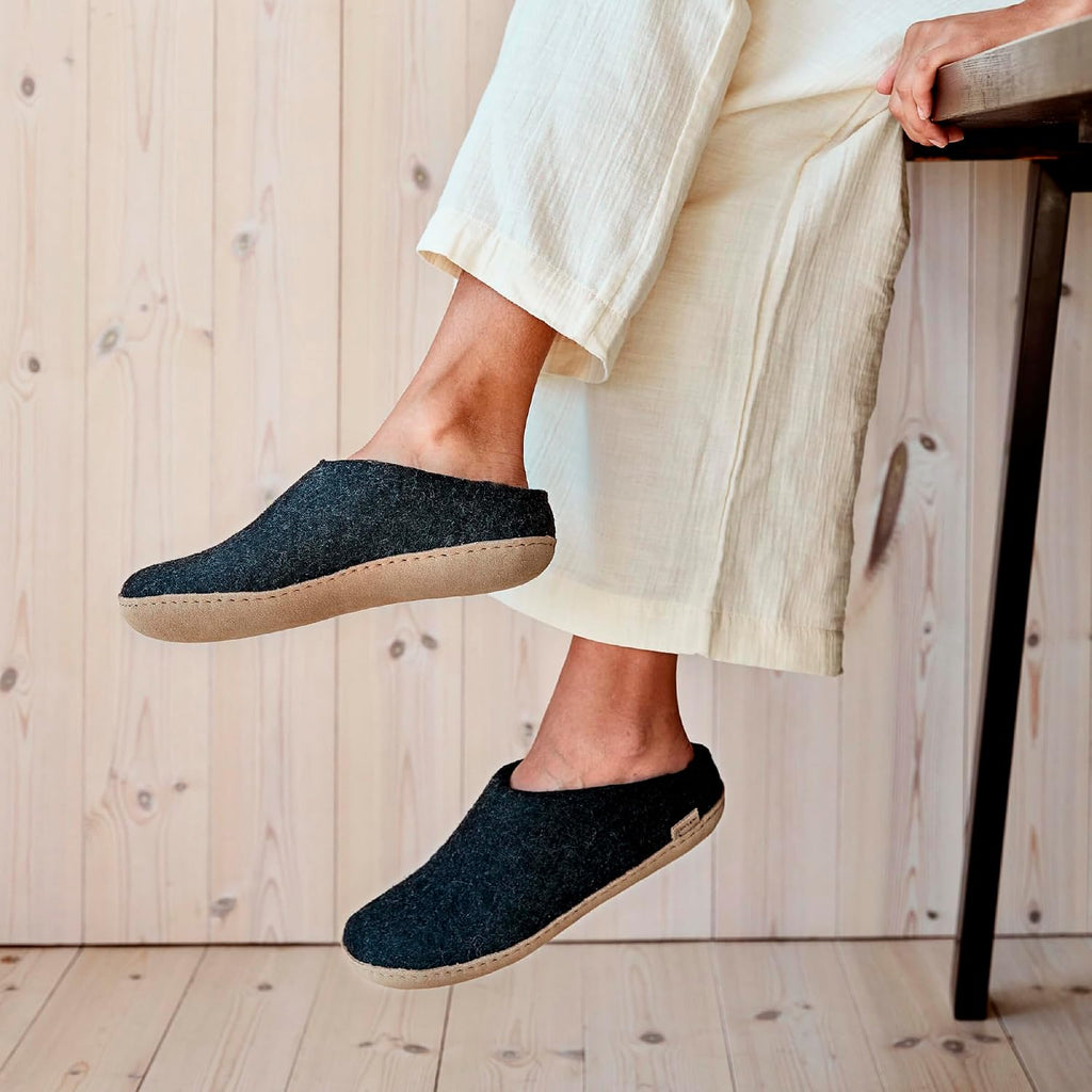 Glerups 100% quality wool mix Slipper with leather sole - Unisex Slip-on