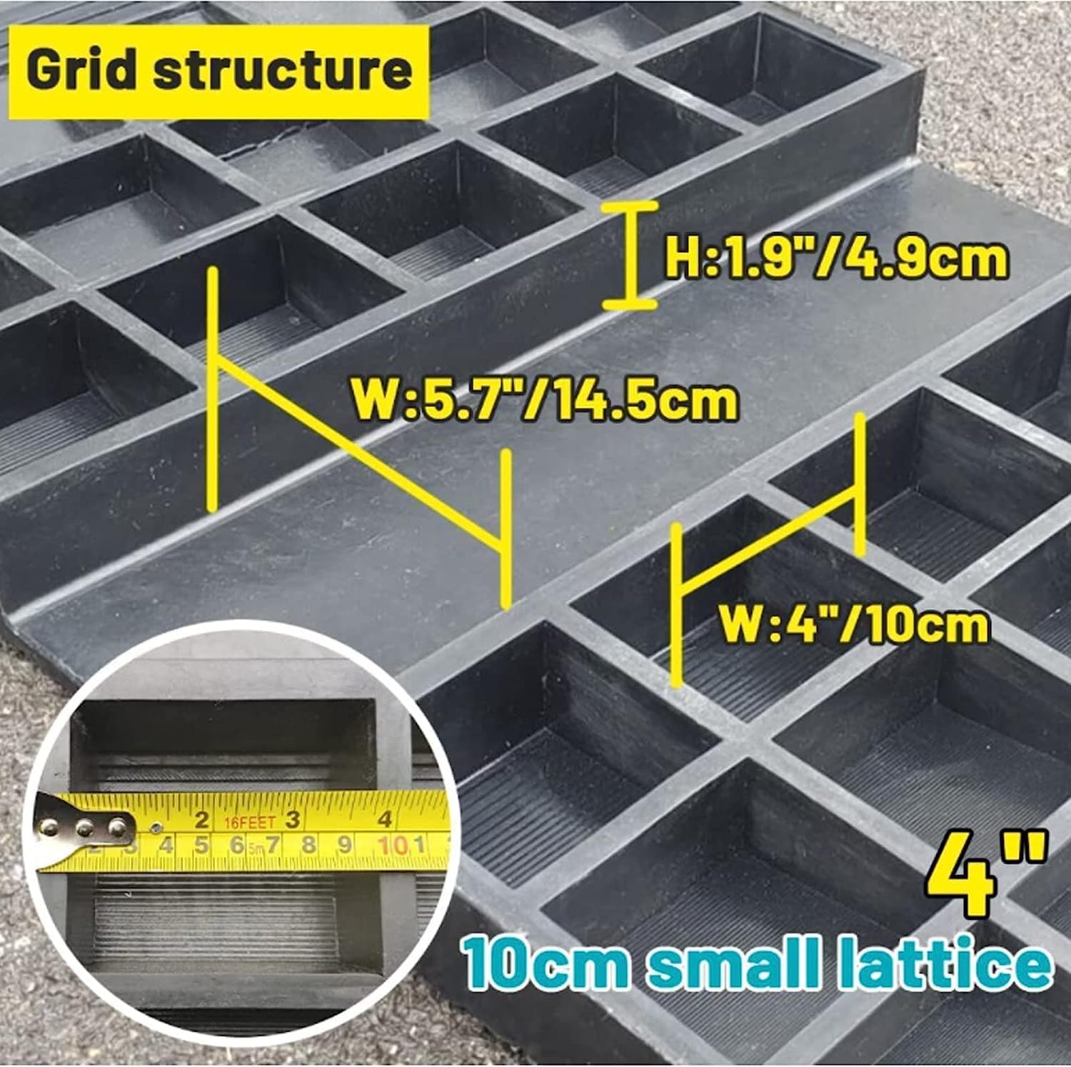 Portable Rubber Wheelchair Ramp for Doorways, 2-3 Inch Rise Non-Slip Threshold Bridge for Shower, Patio, Garage, DIY Cars, Home Shed, Supporting Frame Included