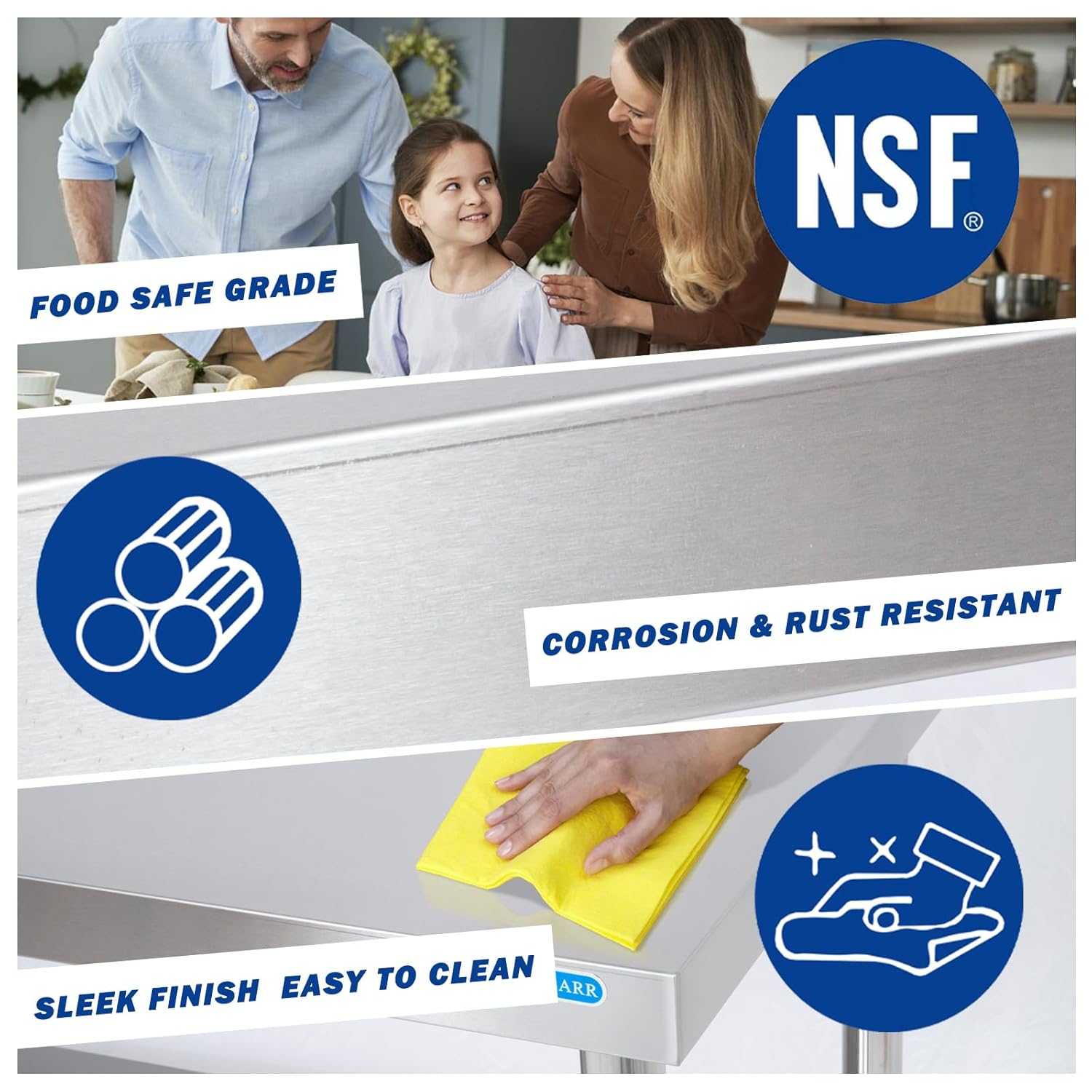 KUARBARR Stainless Steel Table for Prep & Work with Undershelf 24 x 30 Inches NSF Metal Commercial Kitchen Prep Table with Adjustable Under Shelf Worktable for Restaurant Home Outdoor