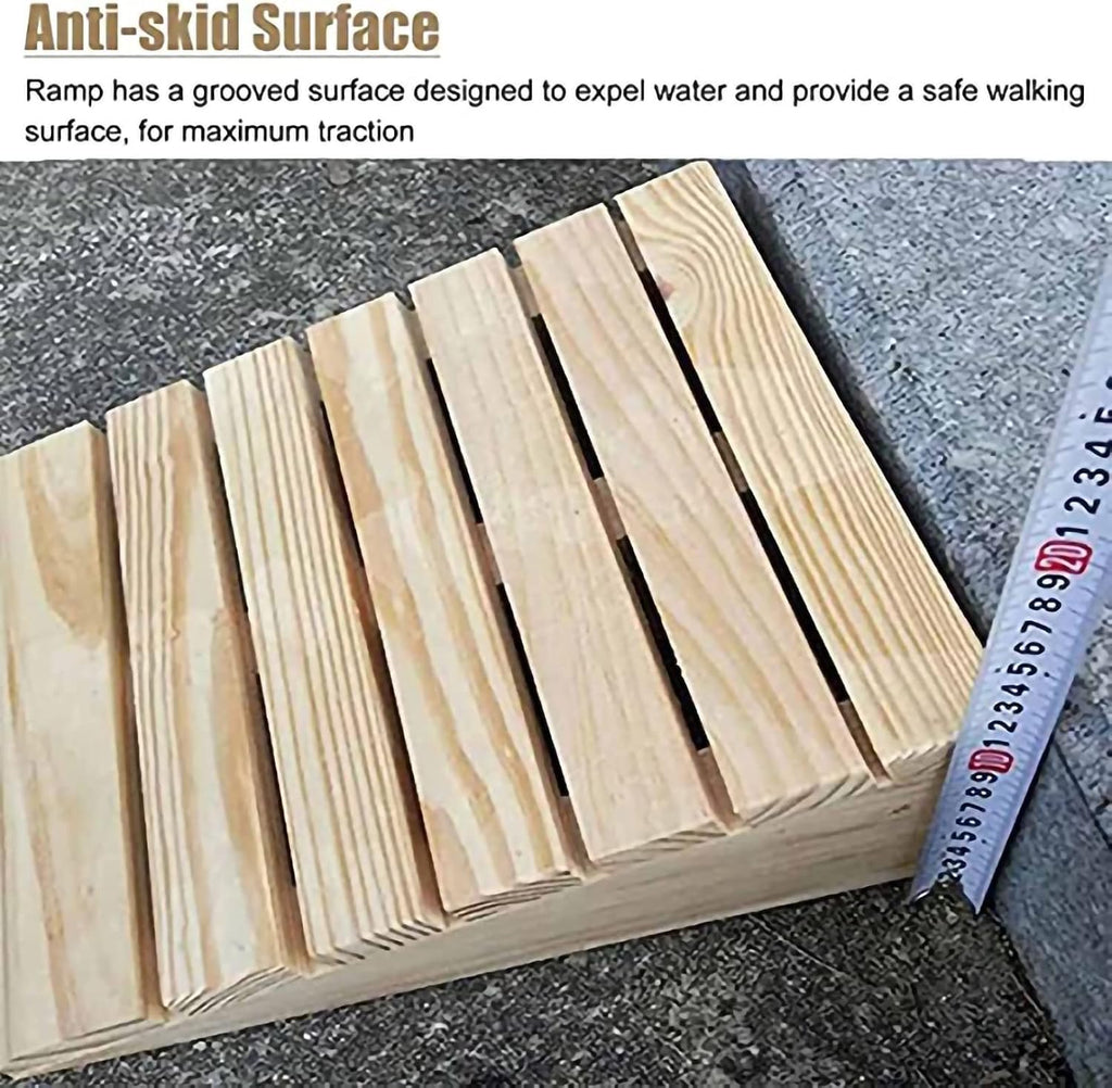 2' 3' 4' 5' 6' Rise Portable Threshold Ramp Lightweight Wheelchair Ramp, Home Stairs Doorway Solid Wood Barrier Free Slope Pad(12.1x11.8x4.3inch/30.8x30x11cm)