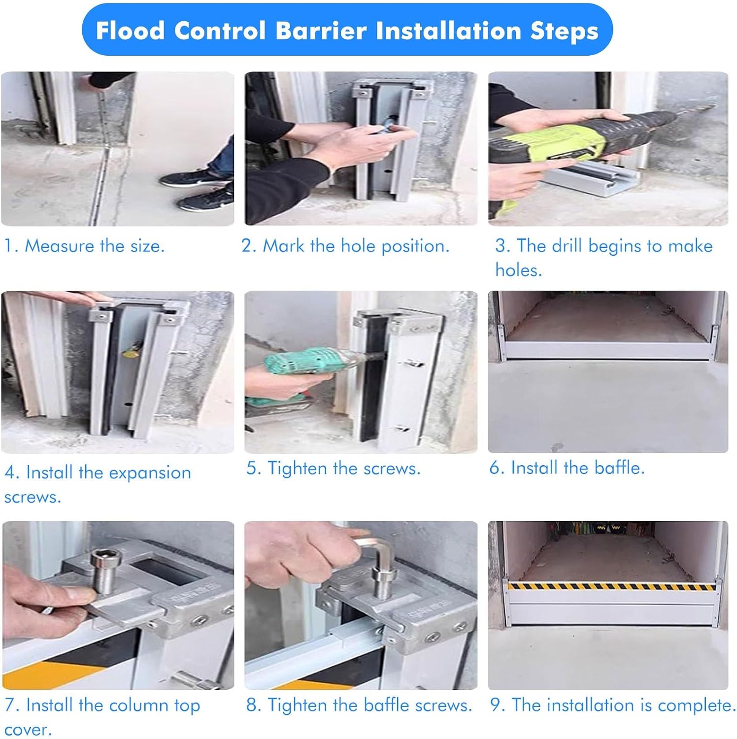 Heavy Duty Water Flood Control Shield Metal Water Barriers for Flooding with Fittings, 2 3 4 5 6 7 7.5 FT Wide Flood Control Protection Baffle/Exterior Door,Silver-h 60cm/23.6in-W 3.5FT/1.1M