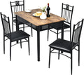 Tangkula 5 Pieces Dining Table and Chairs Set, Vintage Retro Wood Top Metal Frame Padded Seat Dining Table Set Home Kitchen Dining Room Furniture