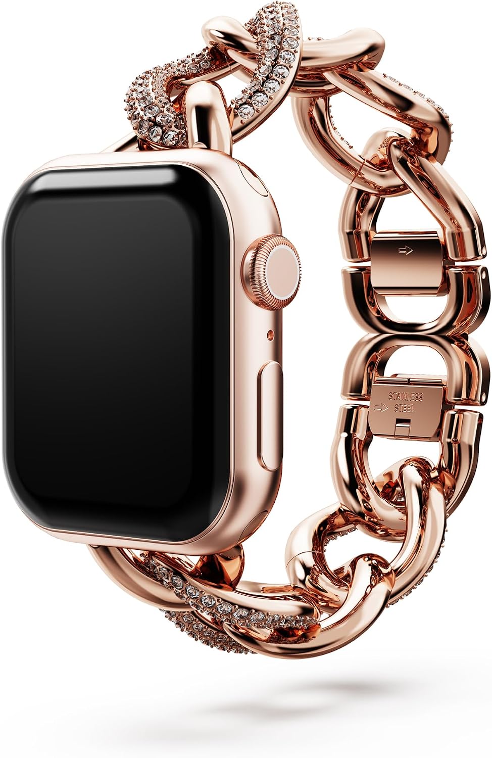 Swarovski Sparkling chain strap, For Apple Watch® 40mm & 41mm, Rose gold tone, Rose gold-tone finish