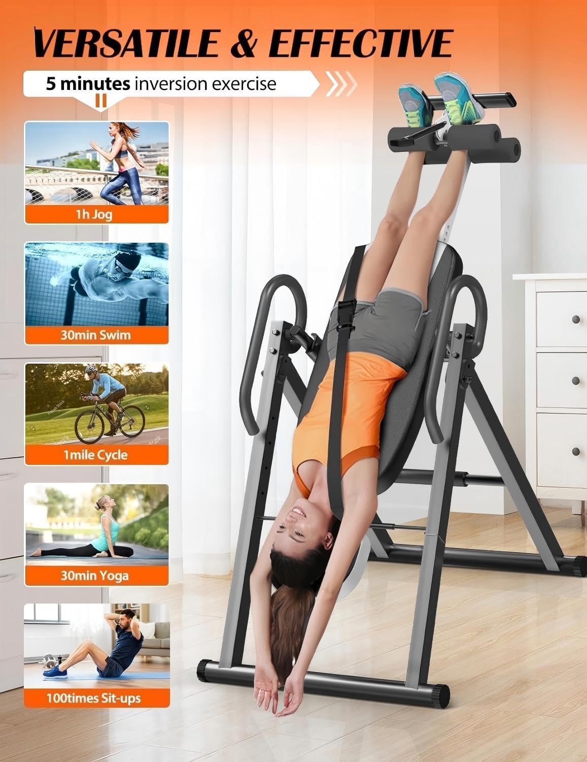 YOLEO Gravity Inversion Table for Back Pain Relief 2026 New Inversion Table w/Lumbar Support Easy to Assemble Back Stretcher Machine 300 lbs