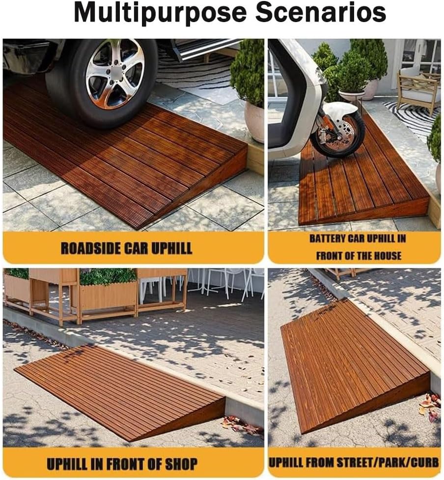 Wooden Threshold Ramp for Home Steps, 6' 7' 8' Rise Curb Ramp Doorway Ramps, Anti-Slip Entry Ramps for Wheelchair Walker Cart Scooter(60x50x10cm/23.62x19.68x3.94in)