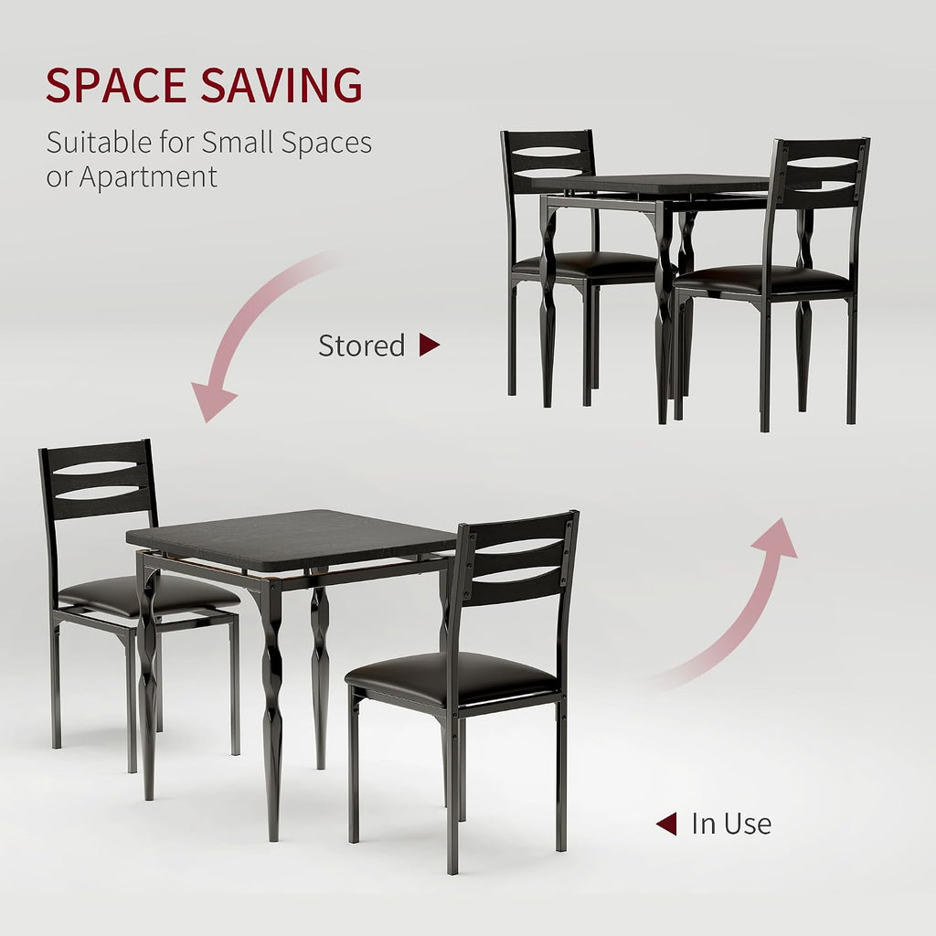 Garvee 3 Piece Dining Table Set, Farmhouse Style Dining Table and Chairs Set for 2, Dining Set for Dining Room Kitchen Apartment, Black