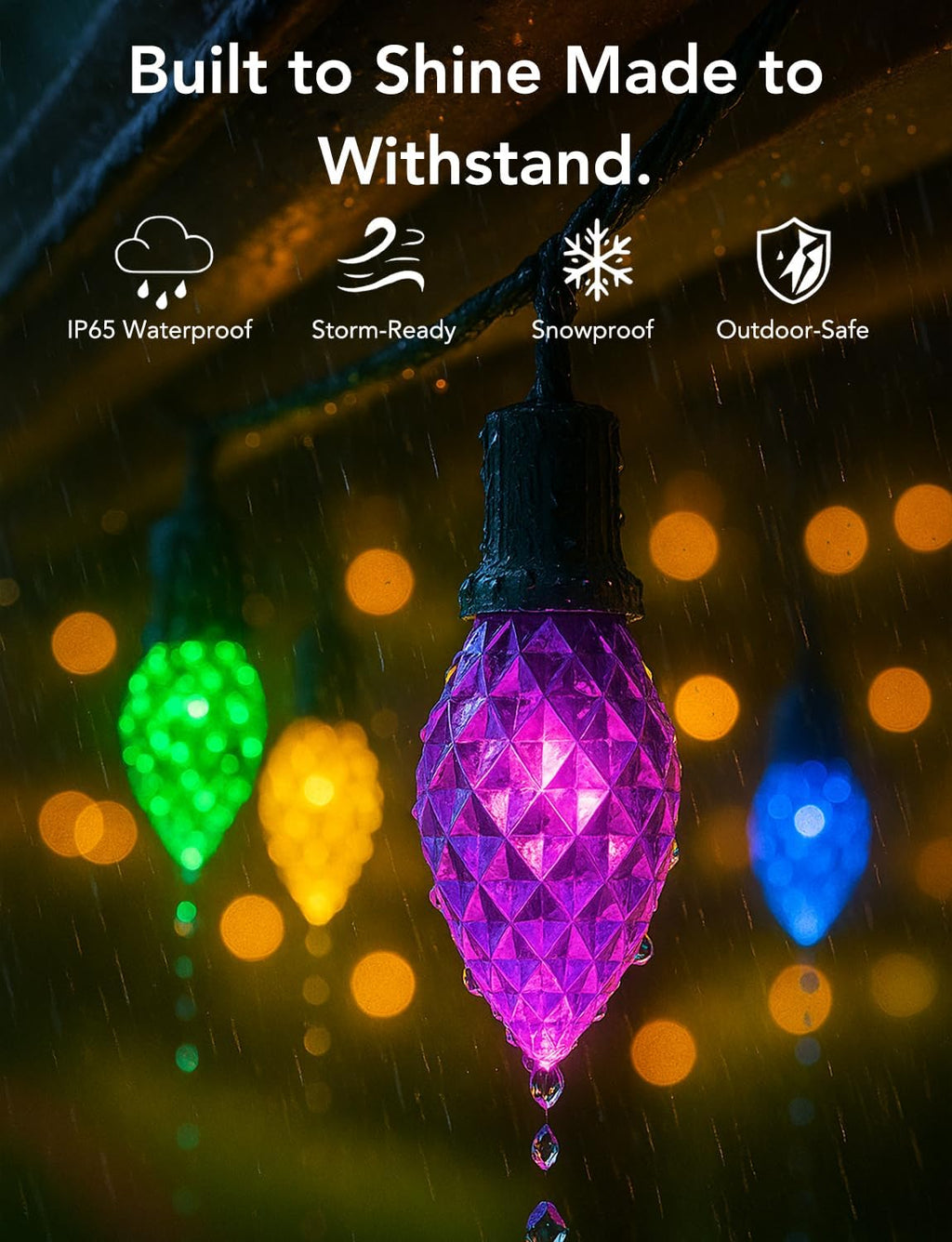 LED C9 Christmas Lights Outdoor,100FT 150 LEDs,App Remote Controlled RGB Smart String Lights with DIY,Music Sync & Timer,108 Modes,Waterproof & Extendable for Roofline,House,Xmas Tree,Halloween Decor