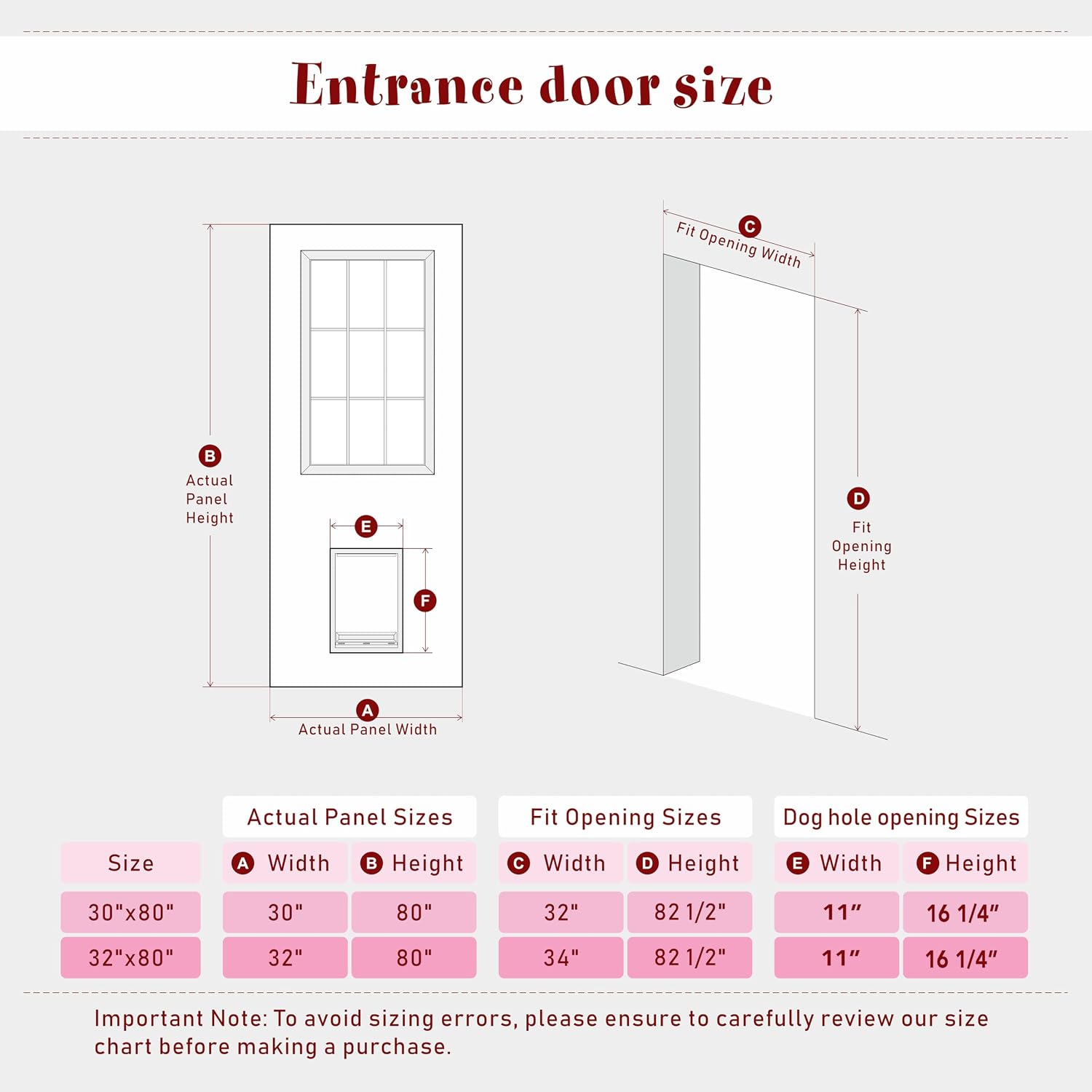 Front Door，32' x 80' 1-Lite Exterior Door with Pet Door, Left-Handed Clear Glass Entry Door, Solid Wood & MDF Construction, Prehung Door Jamb & Threshold Hardware Kit, Waterproof Primer