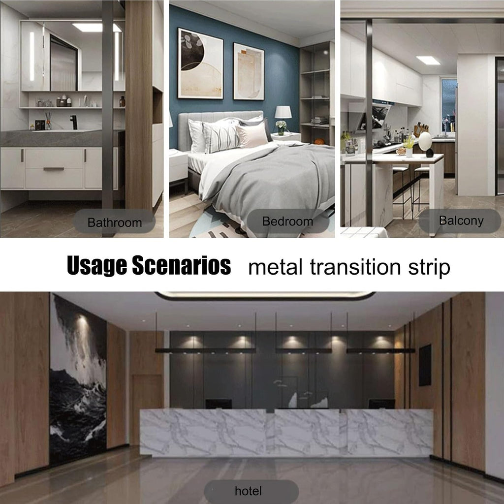 Threshold Ramps for Doorways, 4 Inch Floor Transition Strip Wood to Tile, Height Gap Between 0.4-1.4 Inch, Aluminum Floor Transition Threshold Strip for Carpet/Entry Door/Tile/Threshold/Wheelchair(Sil