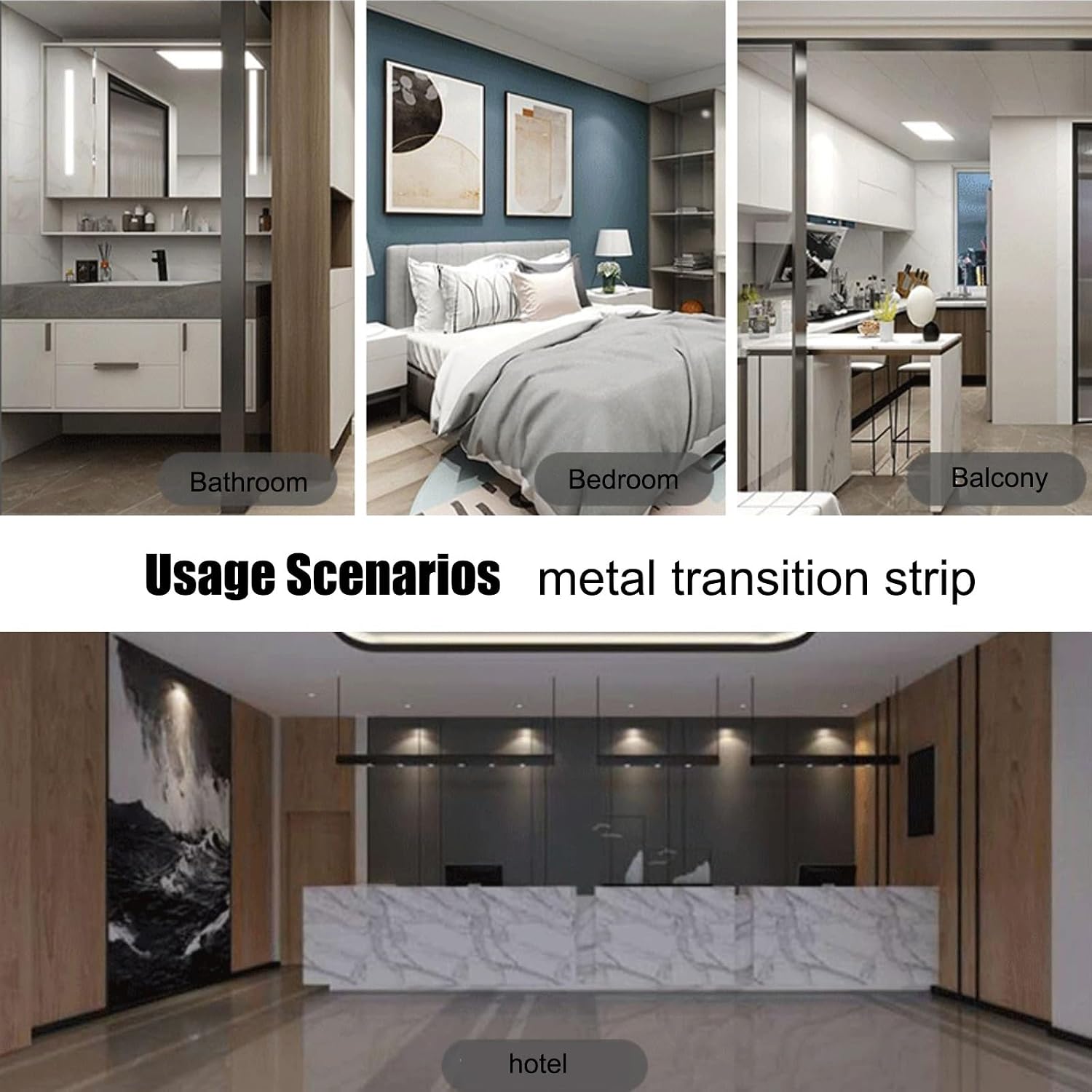 Threshold Ramps for Doorways, 4 Inch Floor Transition Strip Wood to Tile, Height Gap Between 0.4-1.4 Inch, Aluminum Floor Transition Threshold Strip for Carpet/Entry Door/Tile/Threshold/Wheelchair(Sil
