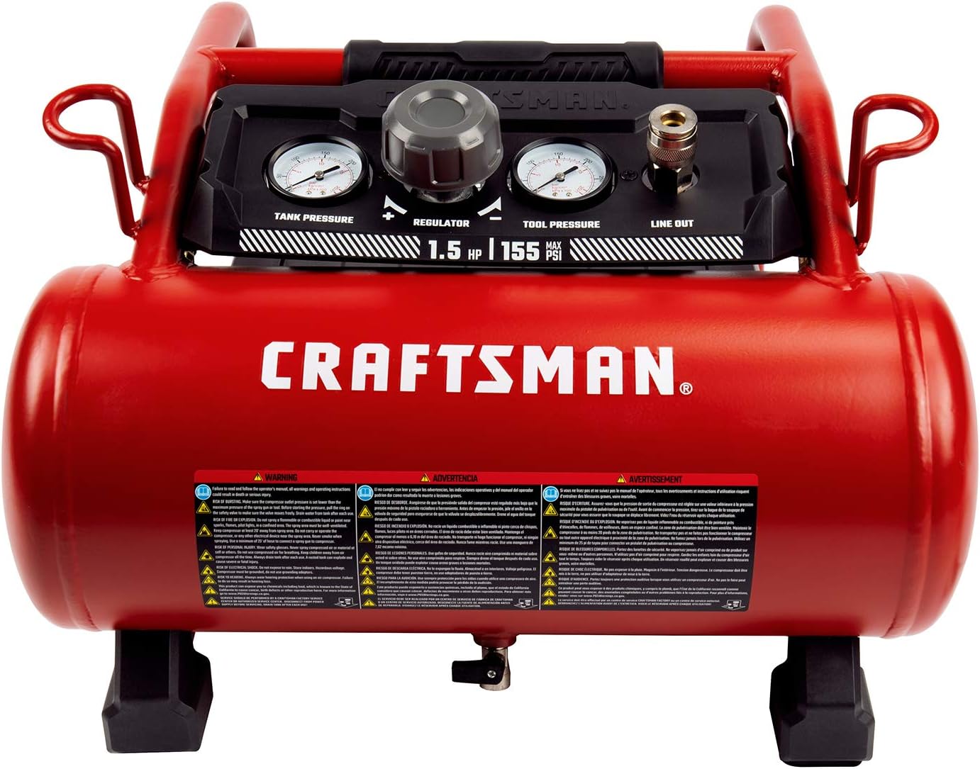 Craftsman Air Compressor 3 Gallon Portable Hotdog Air Compressor, Max 155 PSI 2.6 CFM@90psi Oil-Free Electric Workshop Air Compressors, CMXECXA0200341