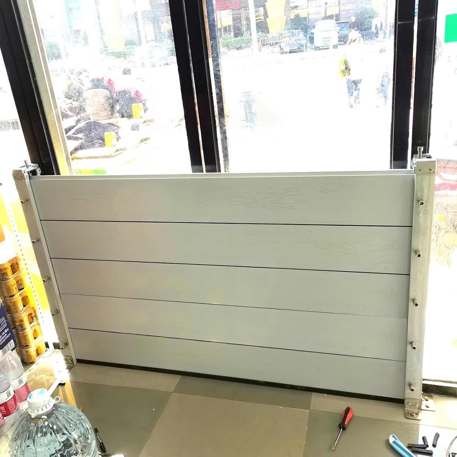 Reusable Heavy Duty Flood Barrier Door Outside, Commercial Aluminum Water Dams for Garage Door Threshold Outdoor Driveway & Mall Owners, Customizable Anti-Flood Board(Size:L2ft,Color:H 3.2ft/39in)