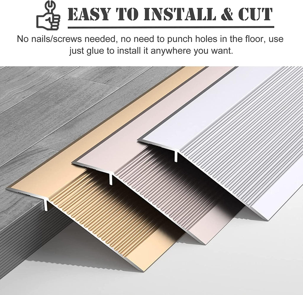 Carpet edging Floor Transition Strip Walker Entry Ramp,Transition Strip Extra Wide 4' Floor Transition Strip Heavy Duty Aluminum Threshold Strip,Vinyl/Tile/Wood/Laminate Edge Trim Strip,For Different